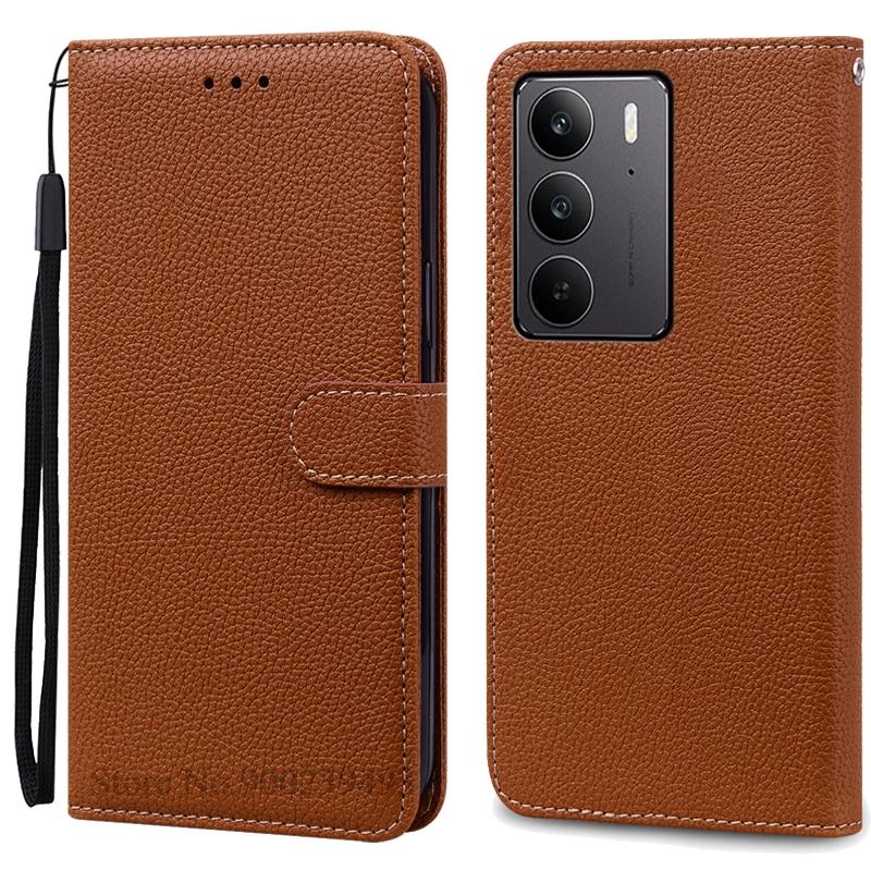 Для Realme C75 чехол-книжка из кожи, чехол-кошелек для Realme C75, чехол-книжка, чехол-книжка, чехол-книжка For Realme C75 4G коричневый