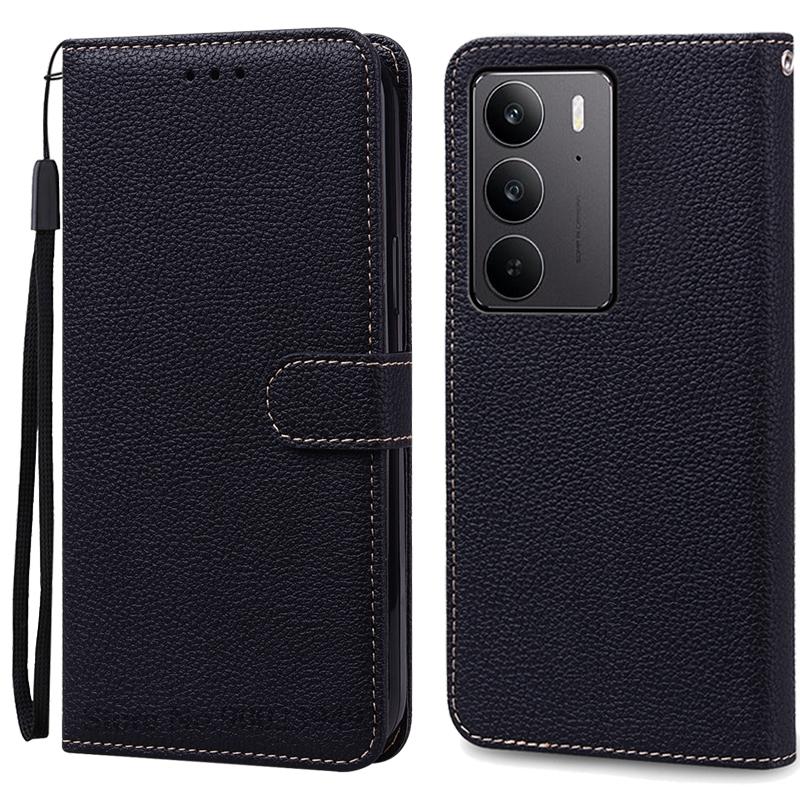 Для Realme C75 чехол-книжка из кожи, чехол-кошелек для Realme C75, чехол-книжка, чехол-книжка, чехол-книжка For Realme C75 4G чёрный